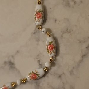 Vintage Porcelain Rose Necklace